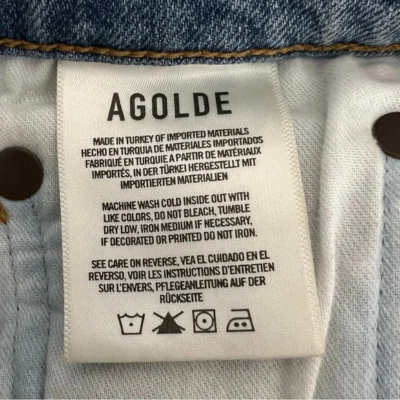 AGOLDE Riley High Rise Straight Leg Jeans in Whiplash Blue Denim Size 26 - Picture 8 of 10
